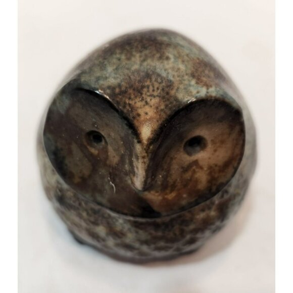 Vintage Ceramic Marbled Brown Mid-Century Modern Owlet Figurine - Picture 2 of 11